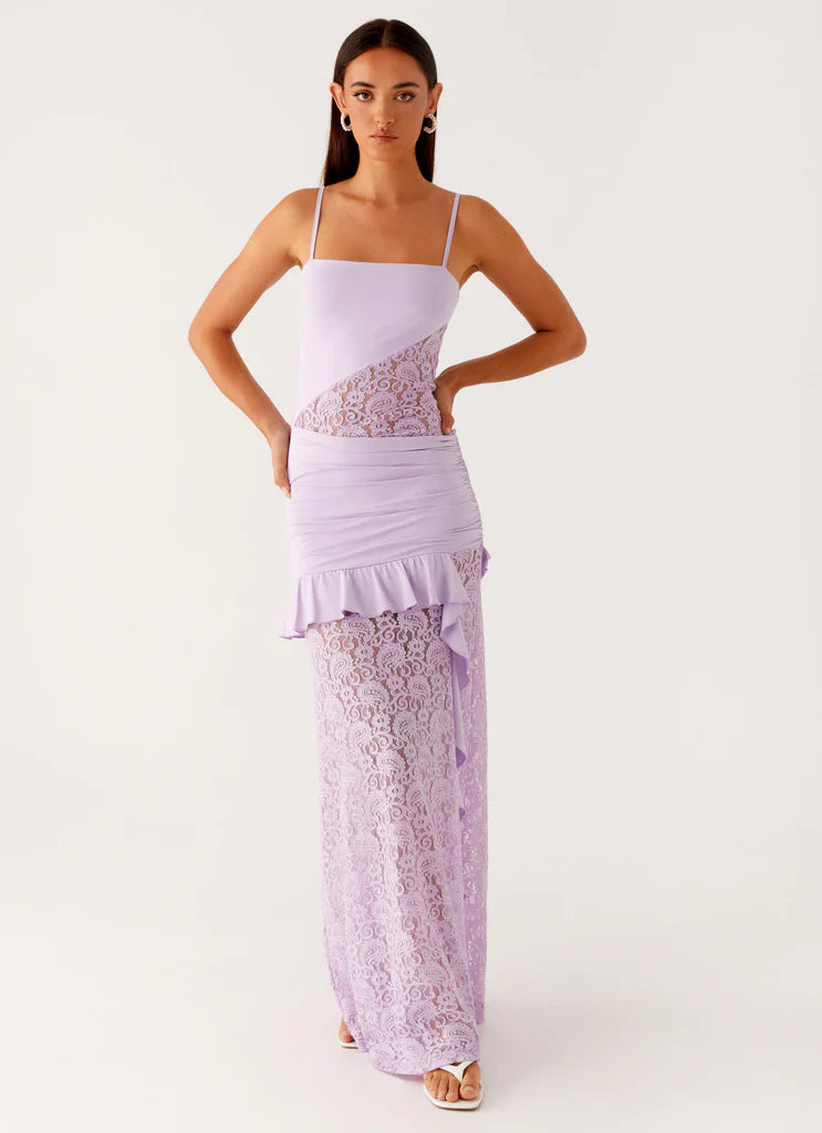 Melivya™ Lilac Veil Ruffle Gown