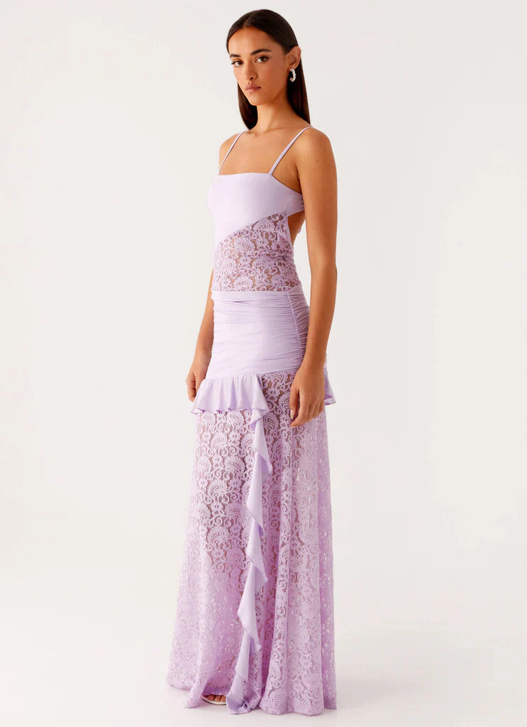 Melivya™ Lilac Veil Ruffle Gown