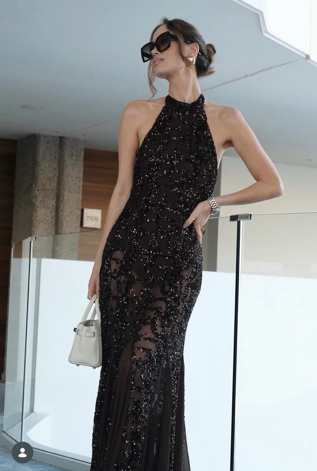 Melivya™ Sequin Halter Maxi Dress
