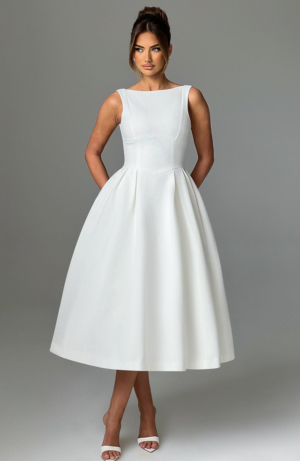 Melivya™ Clarabella Midi Dress - Ivory
