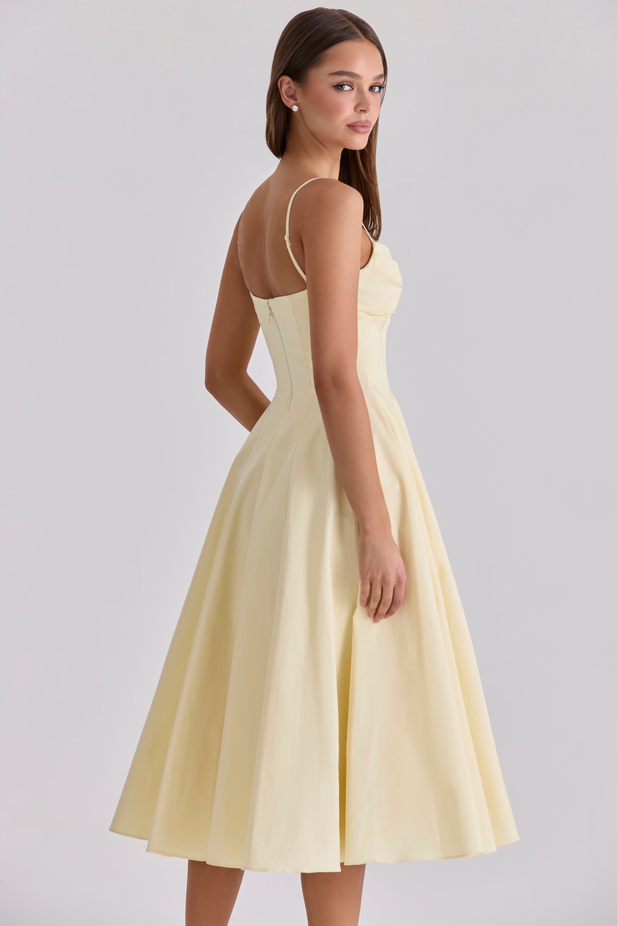 Melivya™ Lemon Elegance Midi Dress