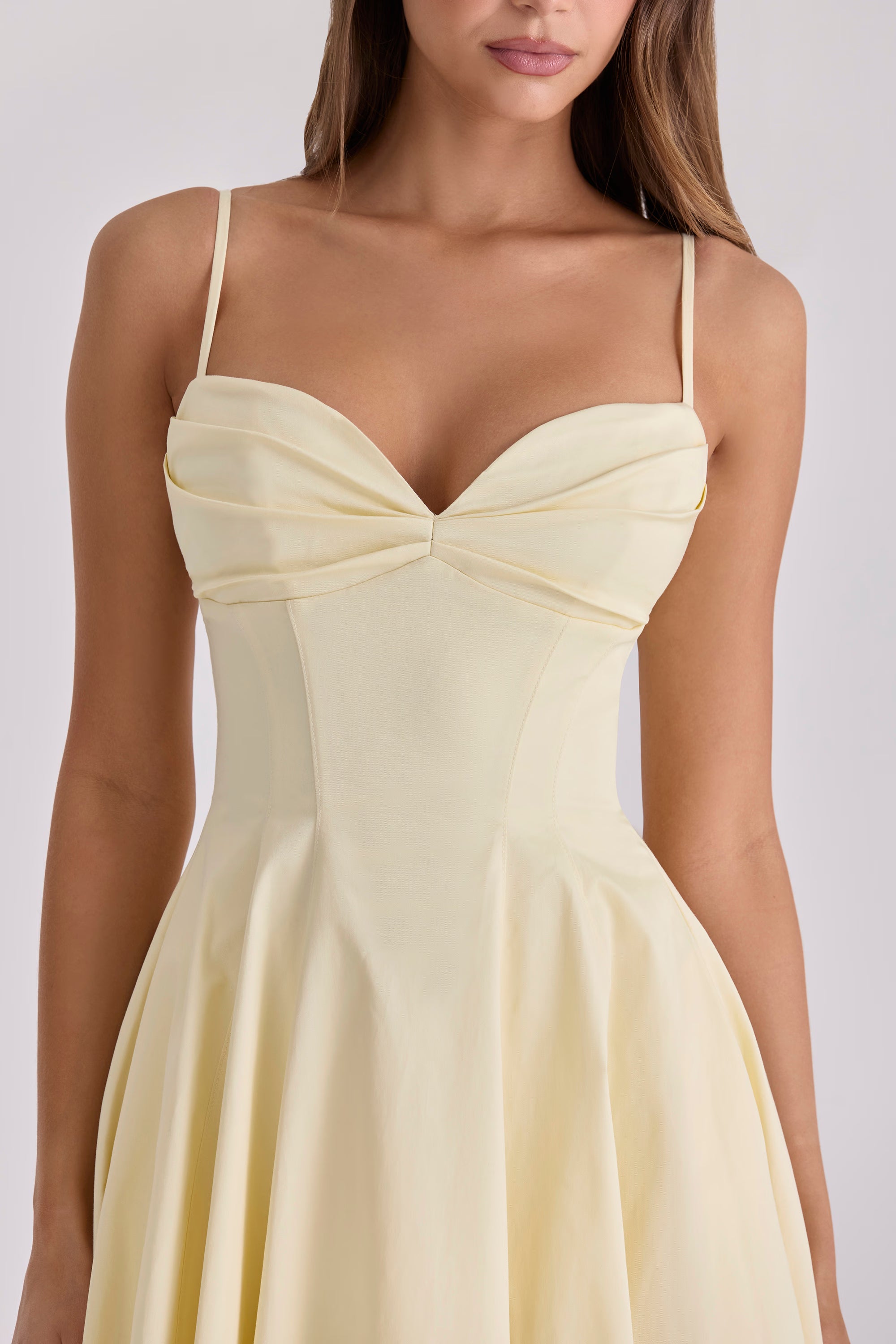 Melivya™ Lemon Elegance Midi Dress