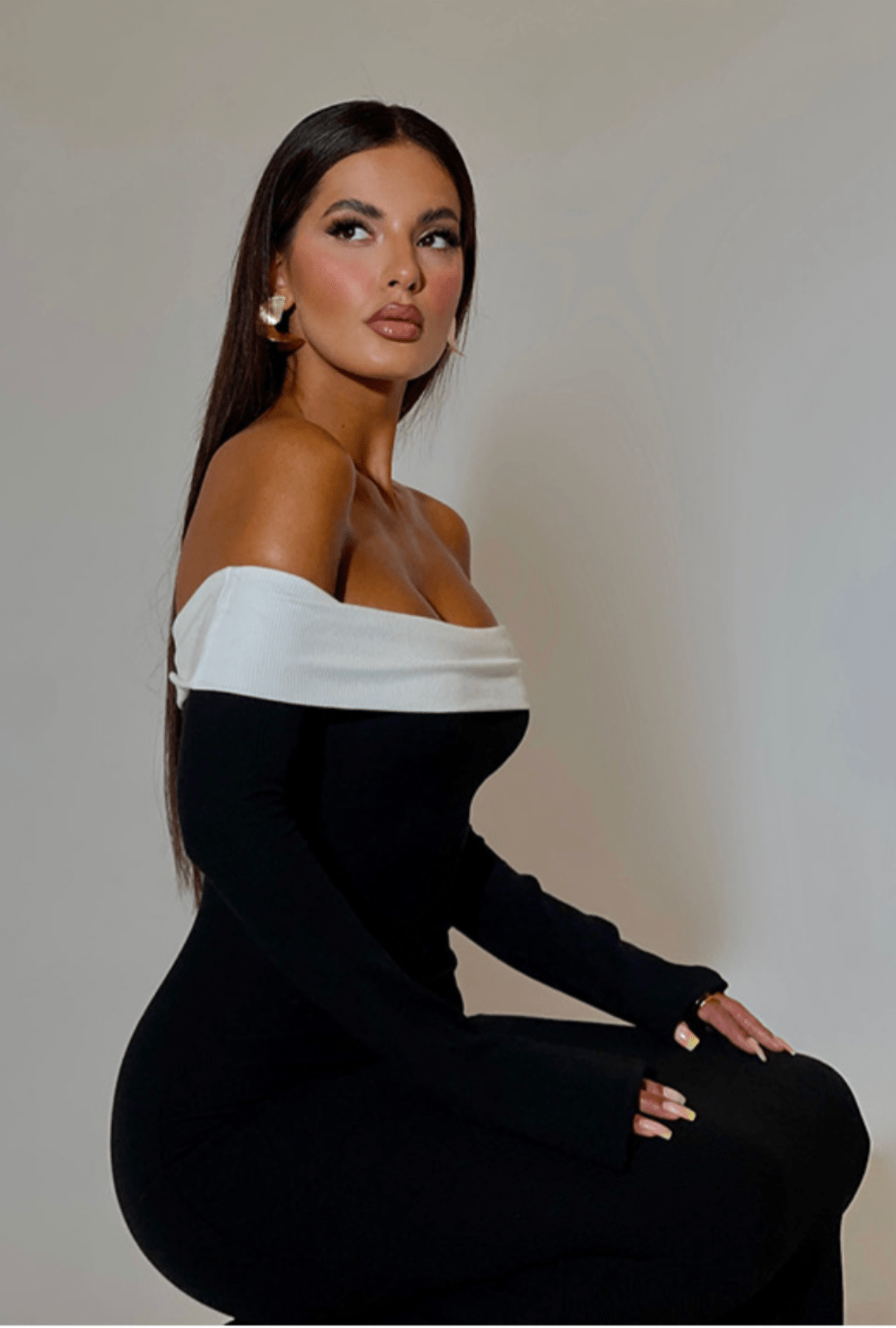 Melivya™ EMILION BLACK CLASSY OFF SHOULDER  MAXI DRESS - Black