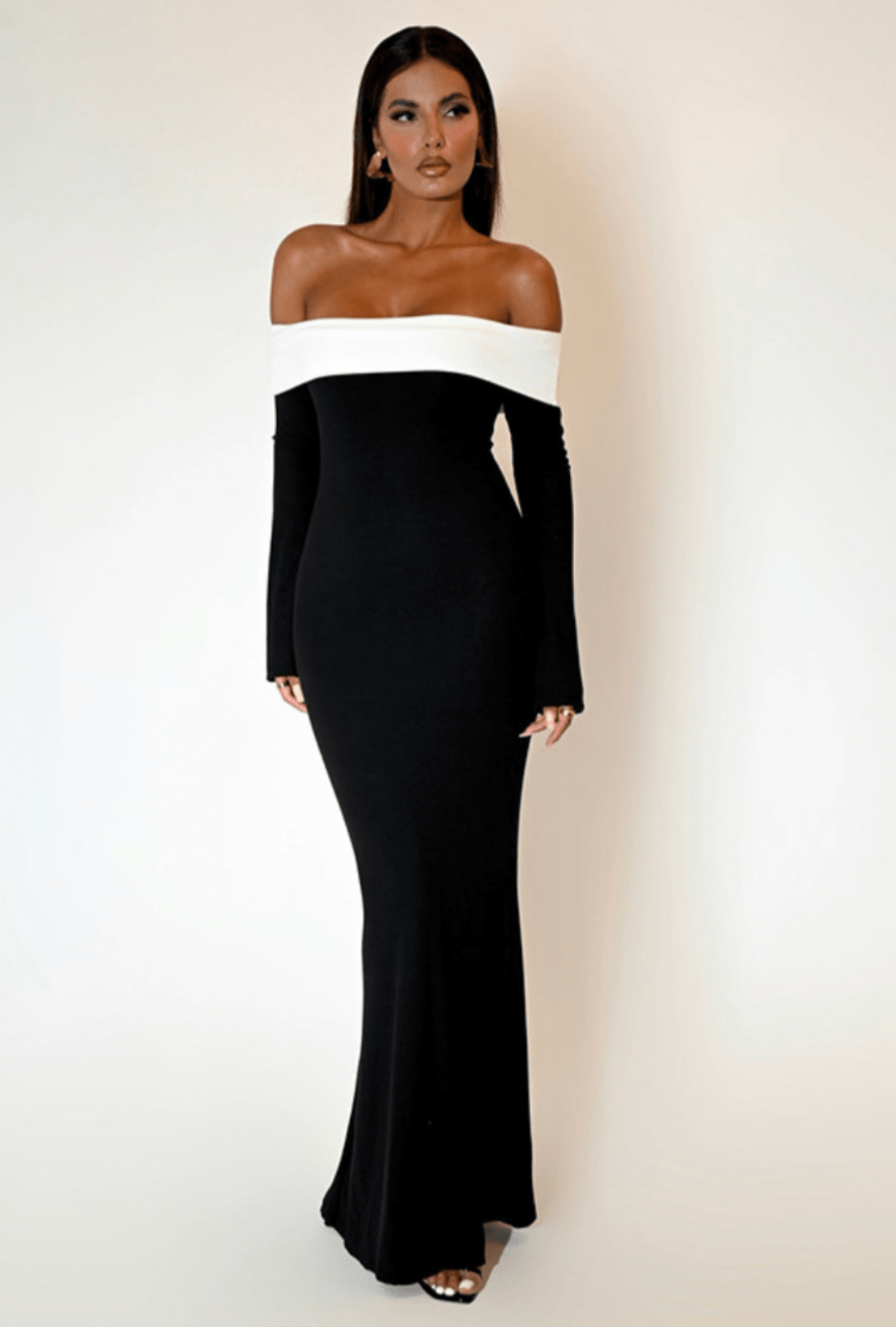 Melivya™ EMILION BLACK CLASSY OFF SHOULDER  MAXI DRESS - Black
