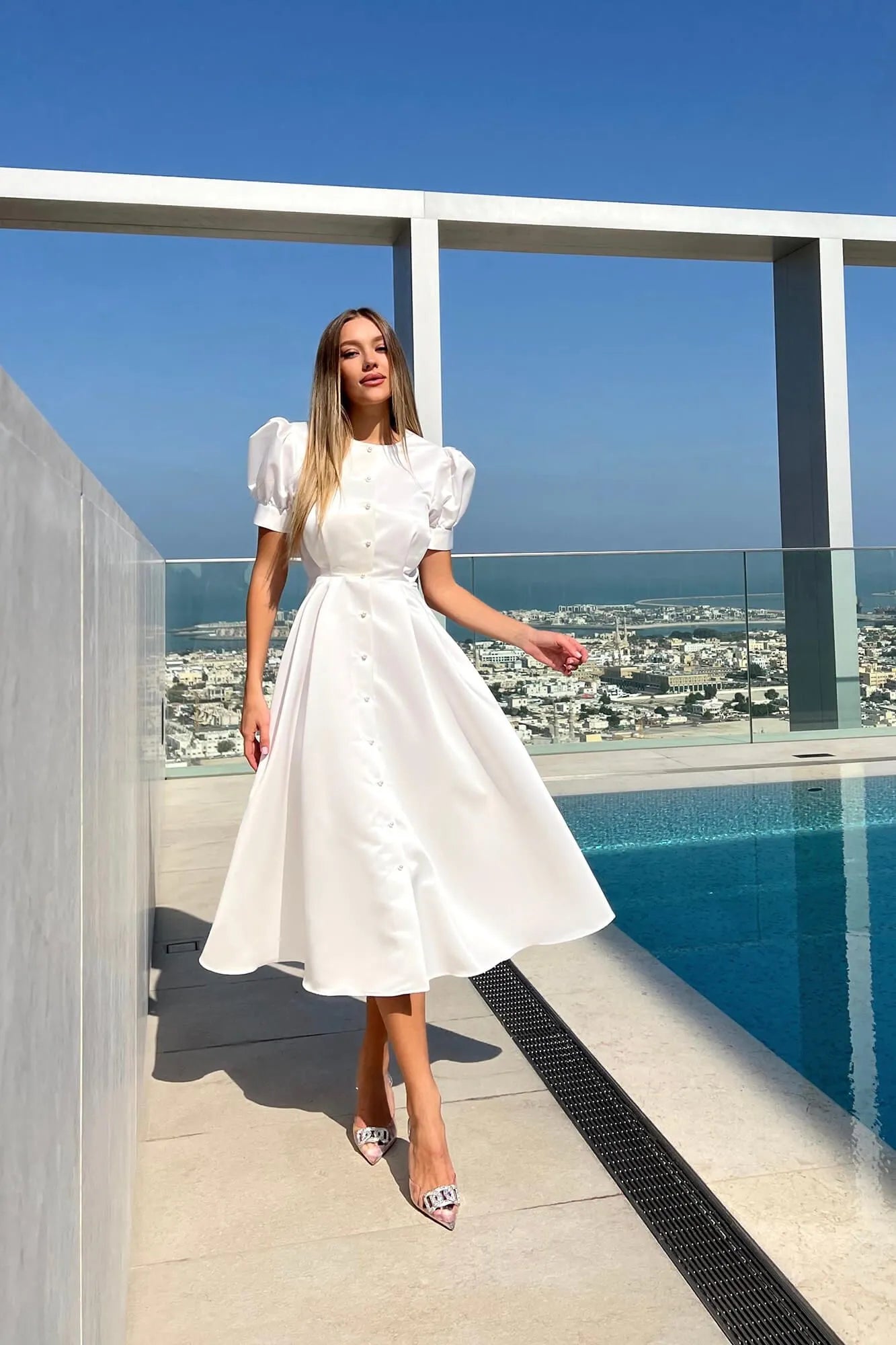 Melivya™ Button Front Midi Dress