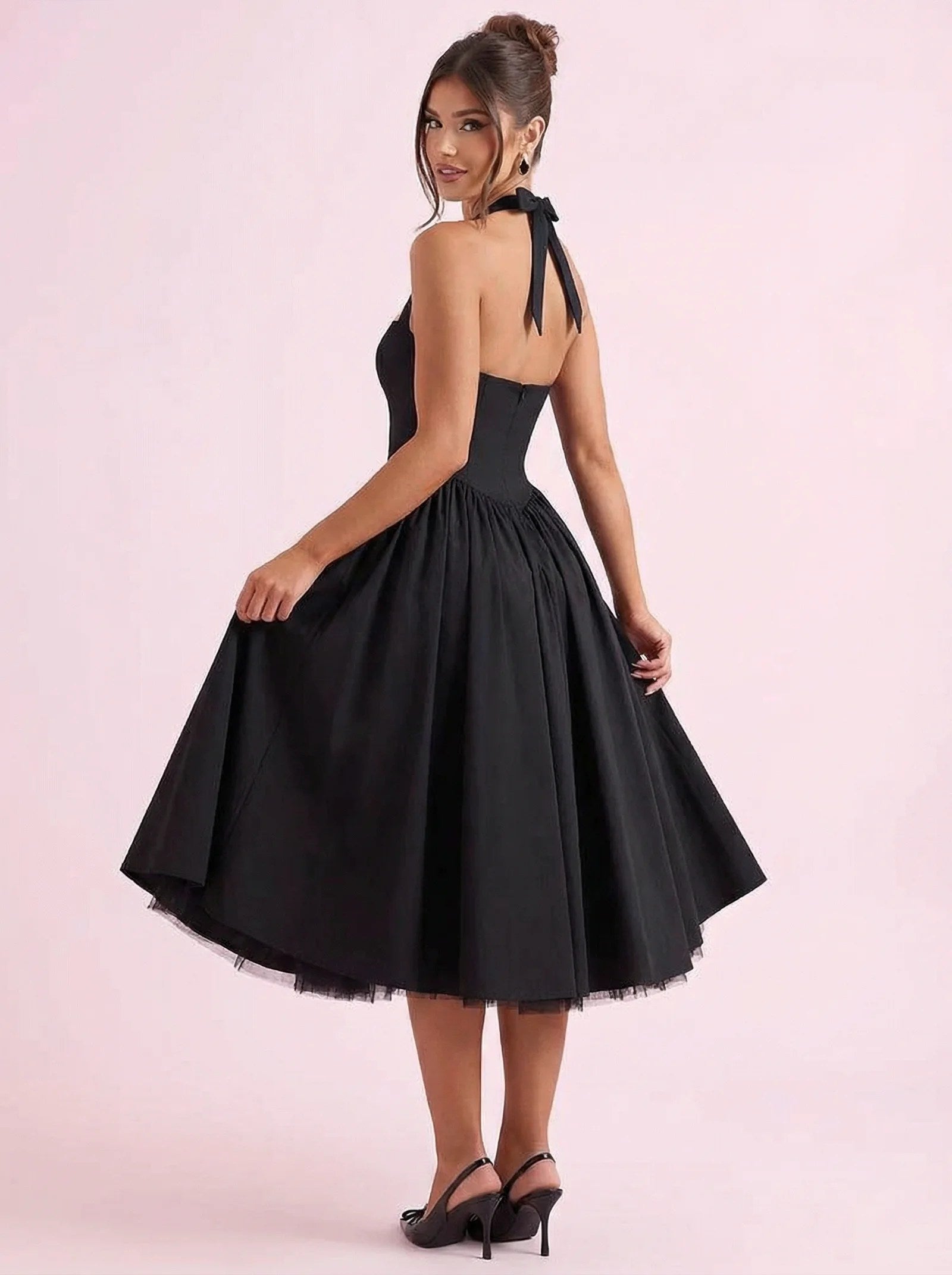 Melivya™ Halter Elegant A-line Midi Dress