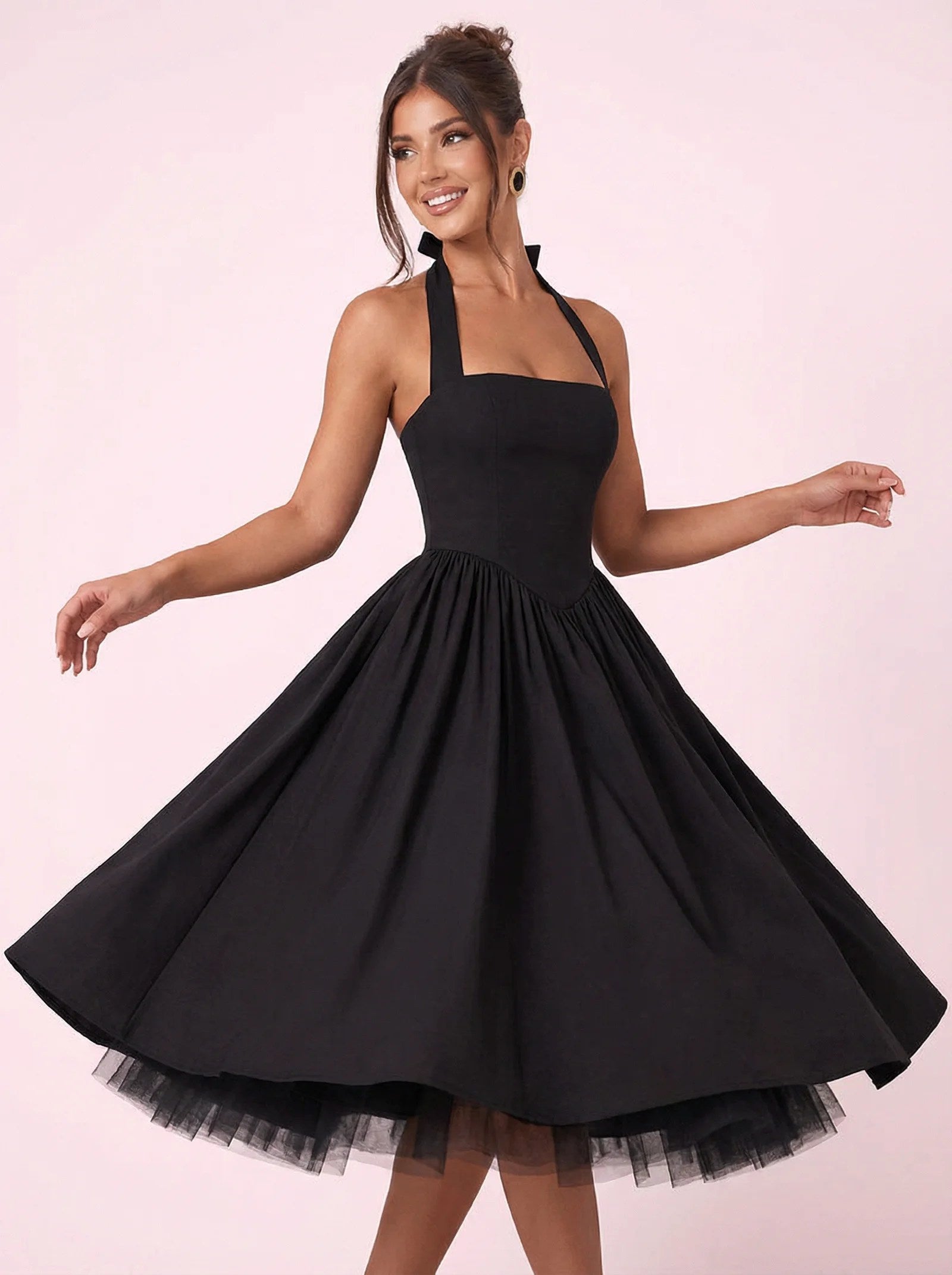 Melivya™ Halter Elegant A-line Midi Dress