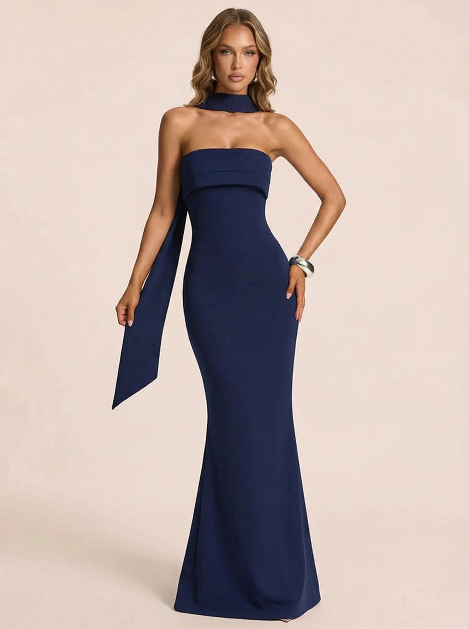 Melivya™ Off-shoulder Strapless Scarf Maxi Dress