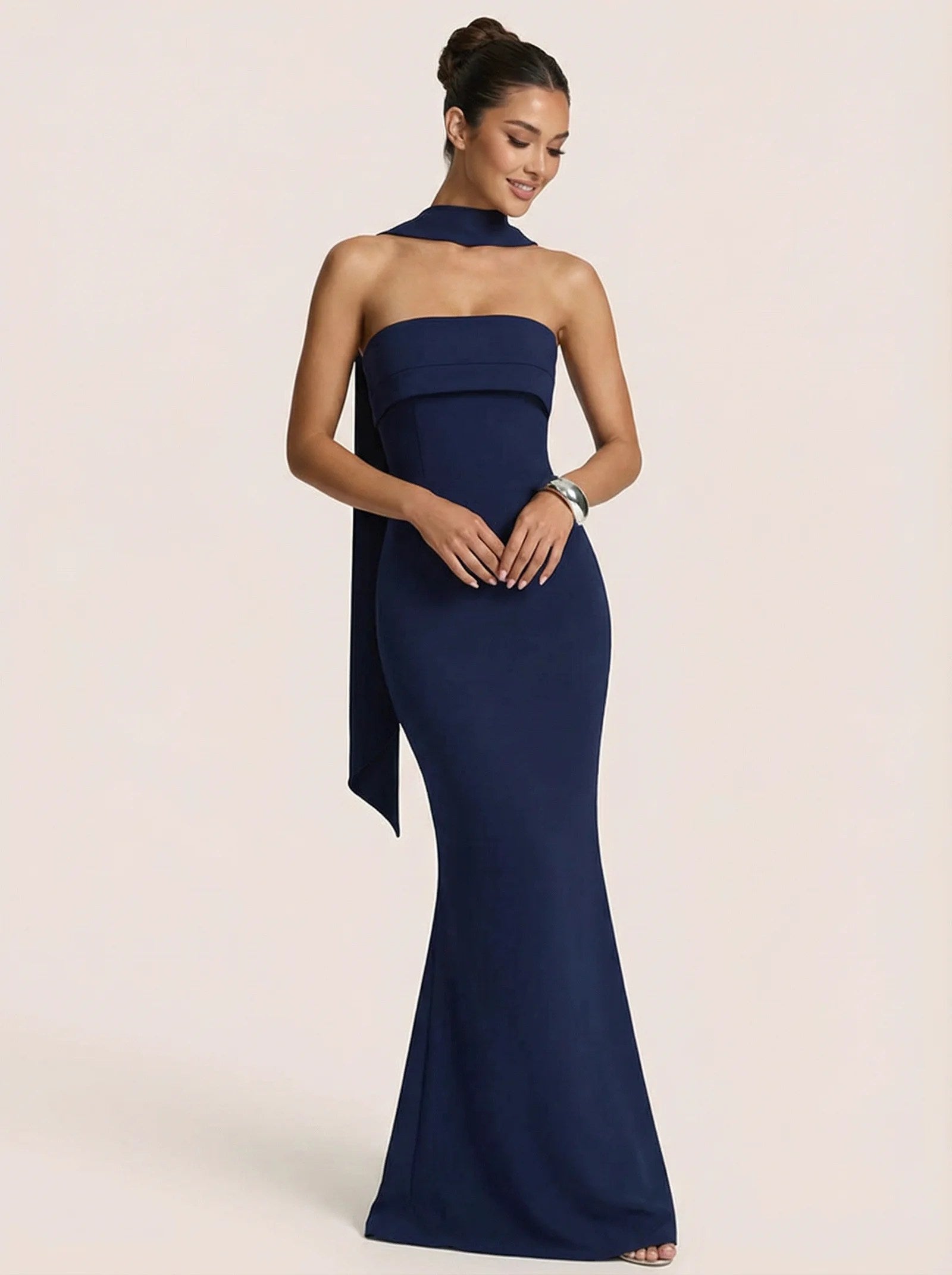 Melivya™ Off-shoulder Strapless Scarf Maxi Dress