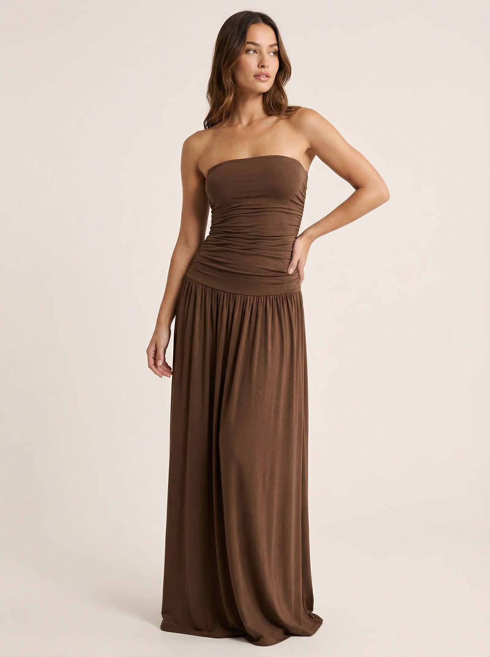 Melivya™ Off-shoulder Strapless Pleated  Dress