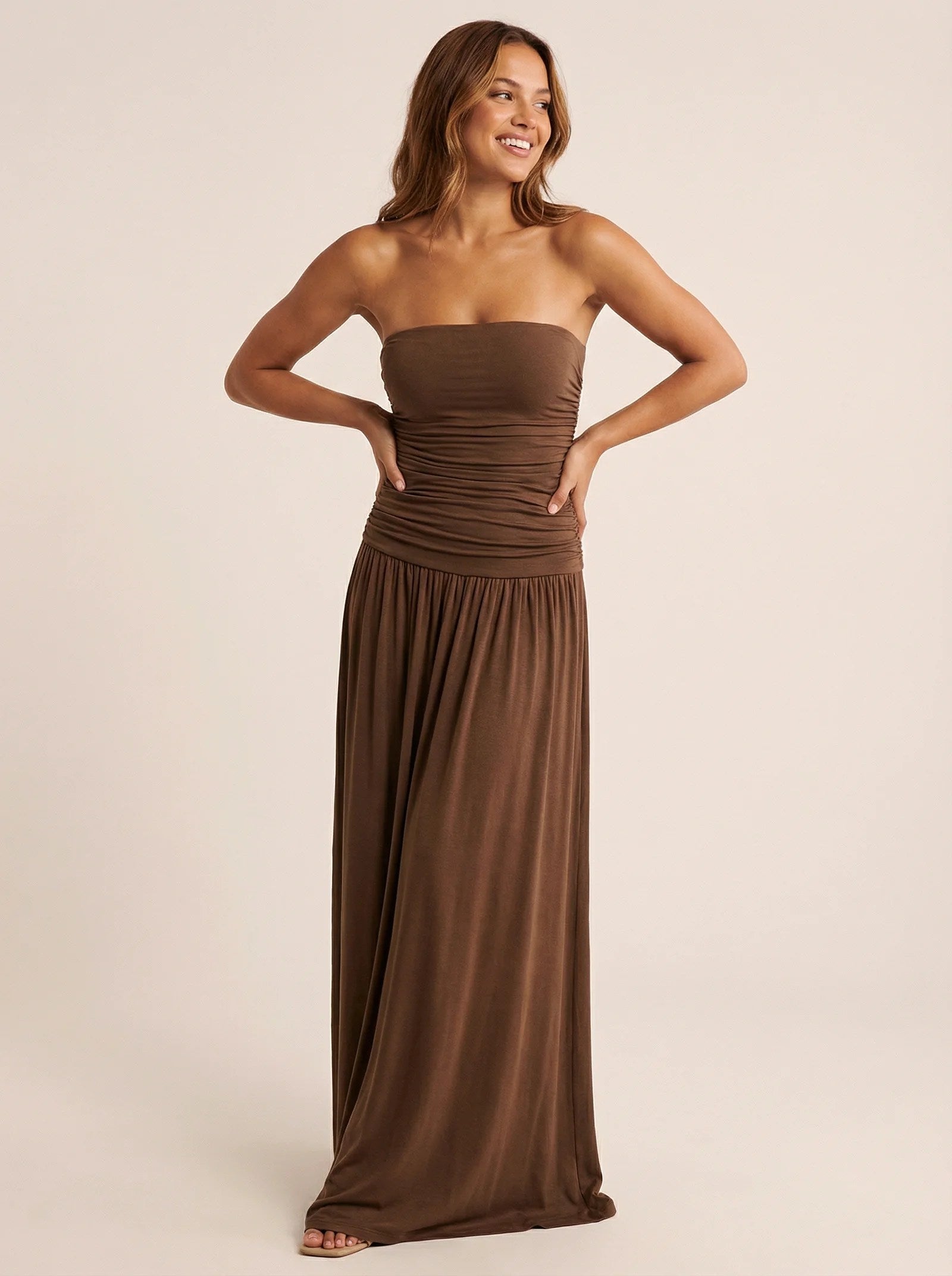 Melivya™ Off-shoulder Strapless Pleated  Dress