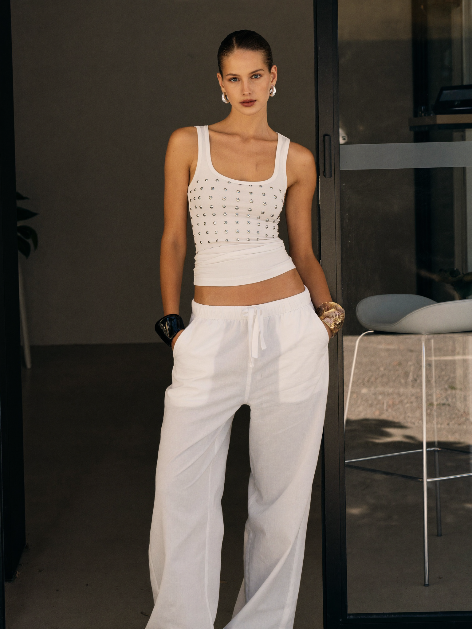 Melivya™ Linen Trousers – White