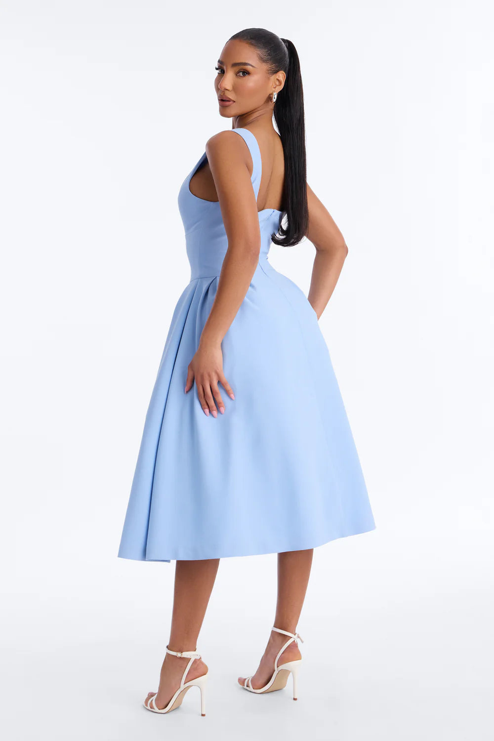 Melivya™ Anika Pleated Midi Dress - Blue