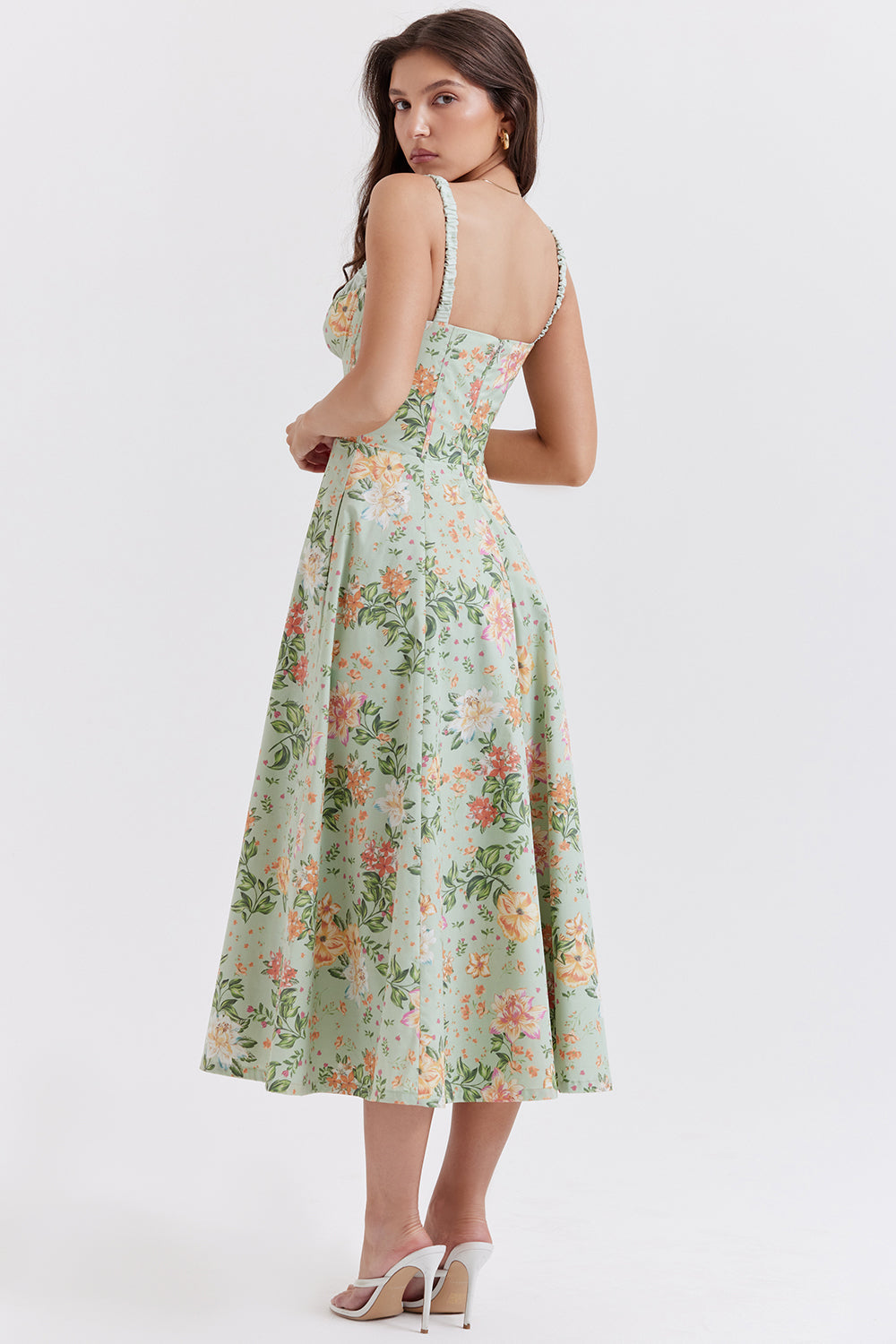 Melivya™ SABRINA LIGHT JADE PRINT BUSTIER SUNDRESS