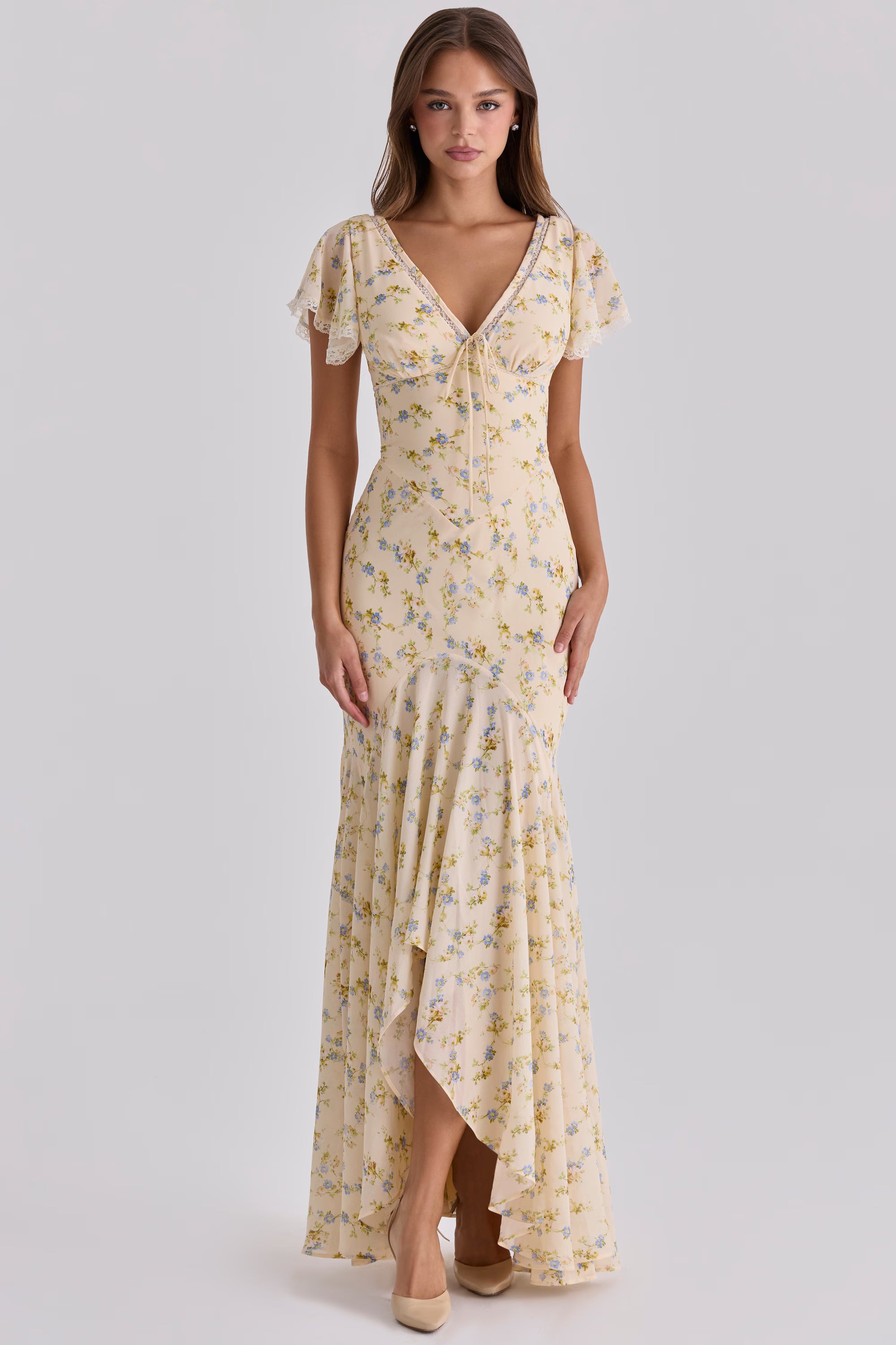 Melivya™ Lemon Floral Maxi Dress