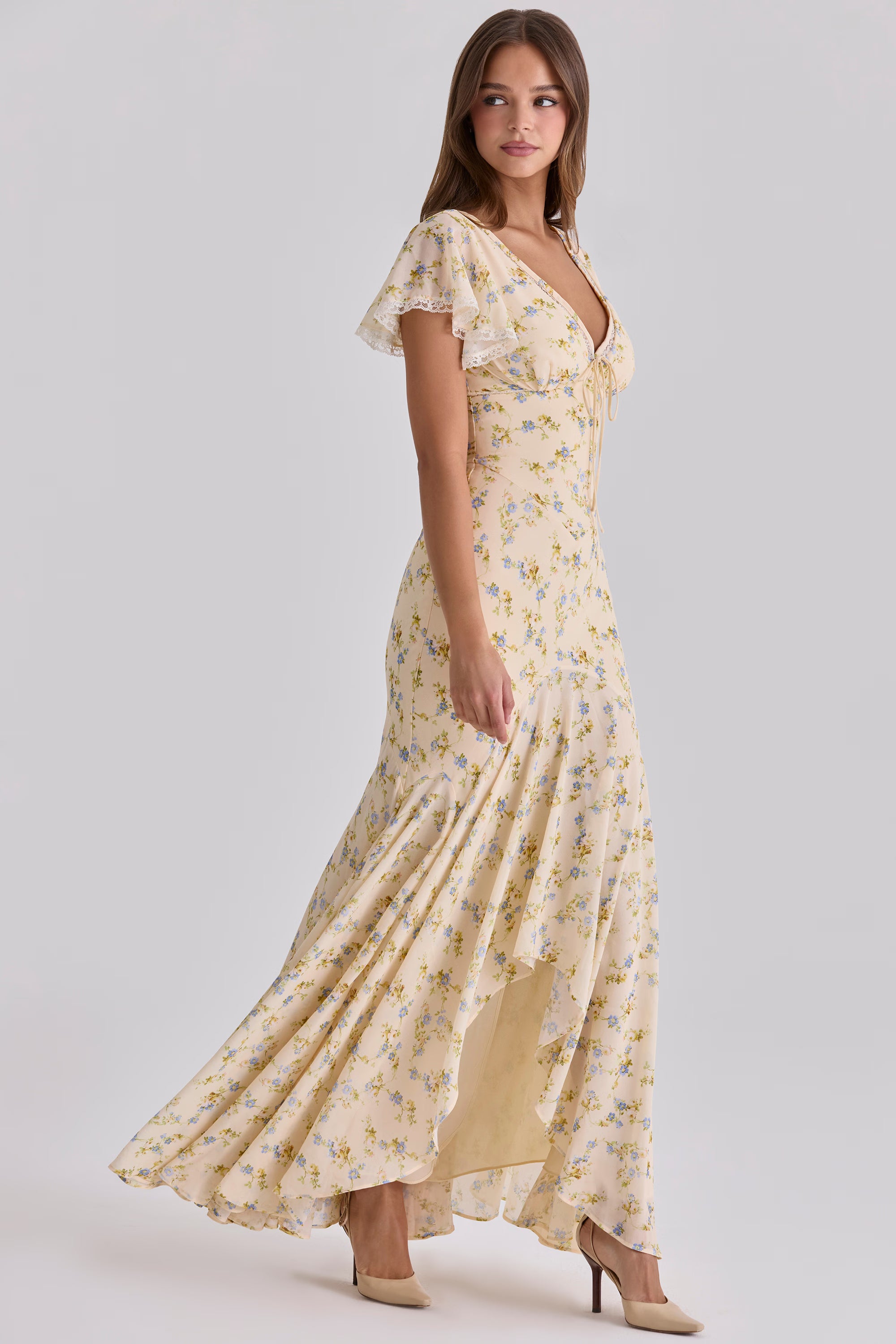 Melivya™ Lemon Floral Maxi Dress