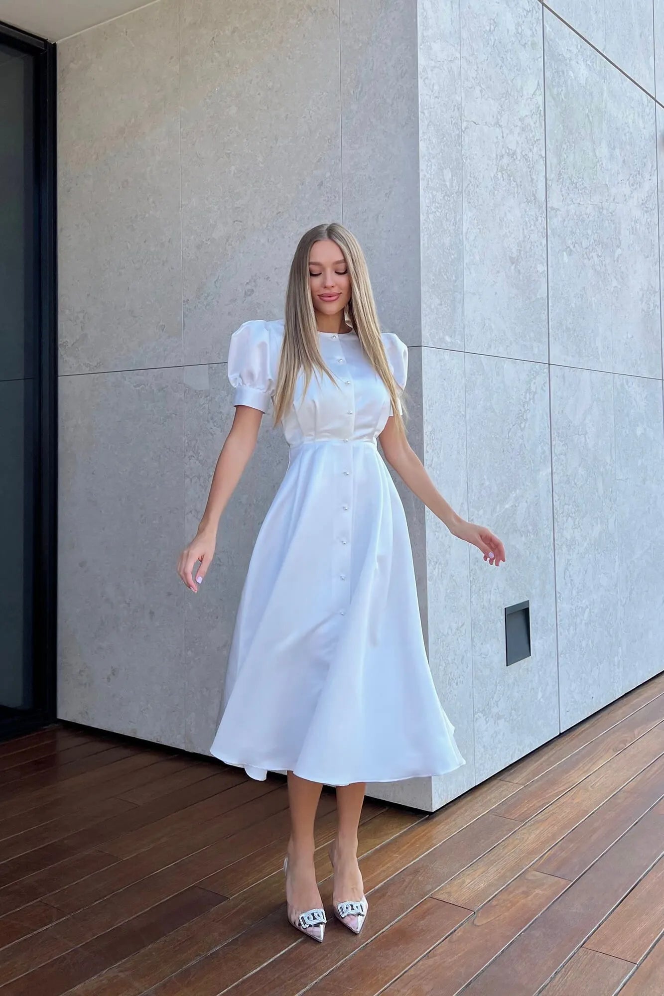 Melivya™ Button Front Midi Dress