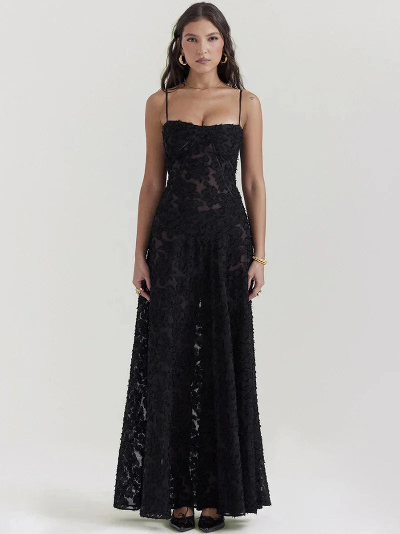 Melivya™ Black Midnight Bloom Lace-Up