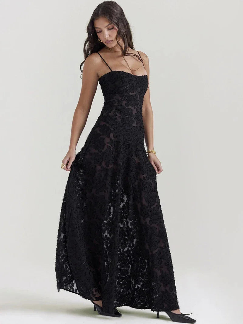 Melivya™ Black Midnight Bloom Lace-Up