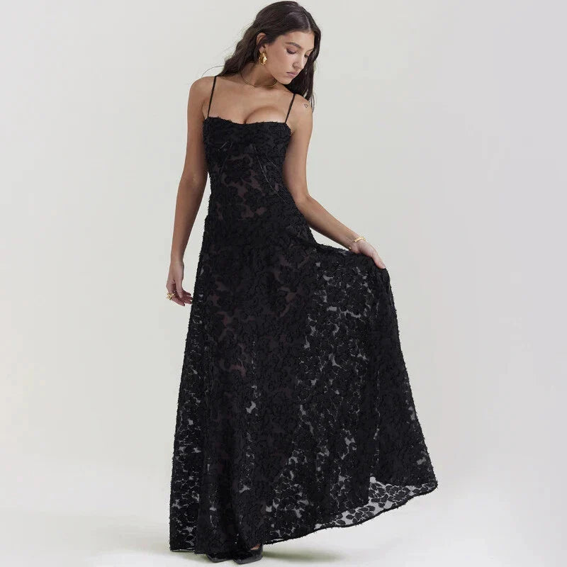 Melivya™ Black Midnight Bloom Lace-Up