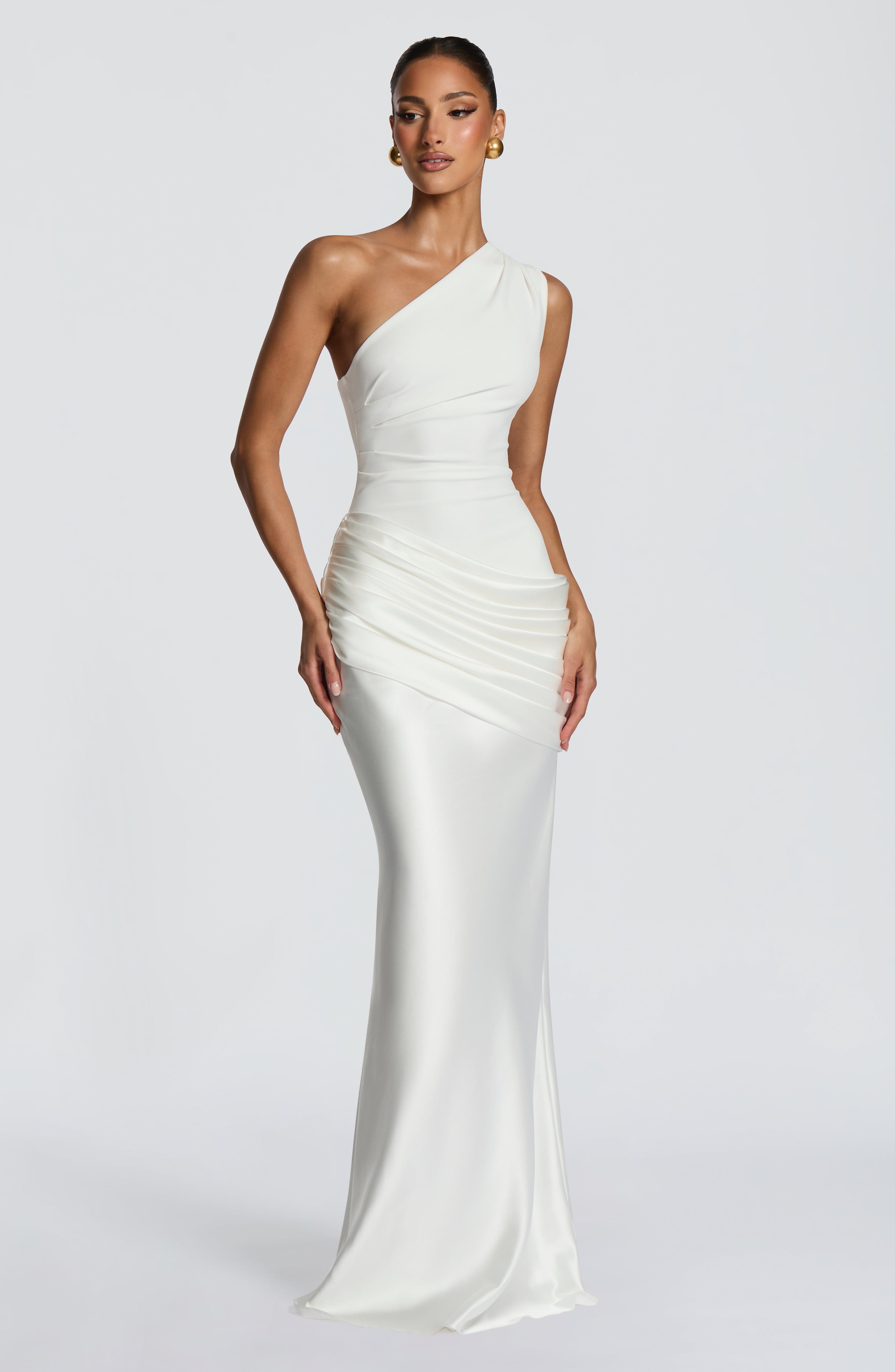 Melivya™  Malina one-shoulder maxi dress