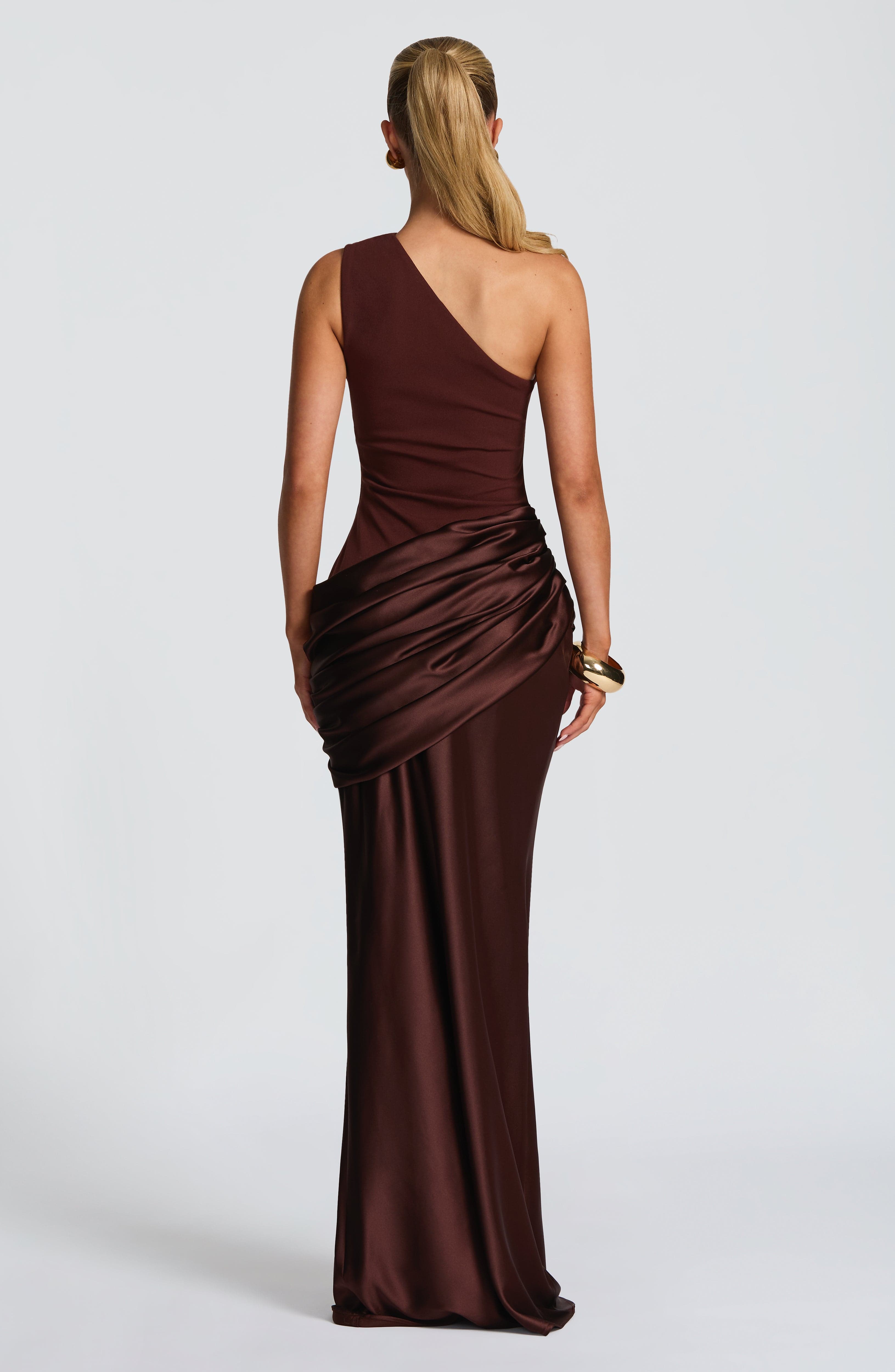 Melivya™ Malina Long Dress – Plum Brown