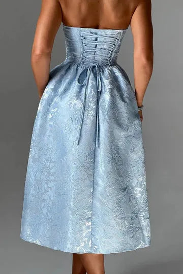 Melivya™ Paula - Strapless Jacquard Midi Dress
