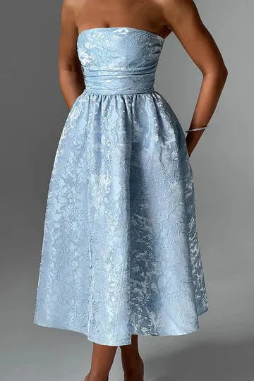 Melivya™ Paula - Strapless Jacquard Midi Dress