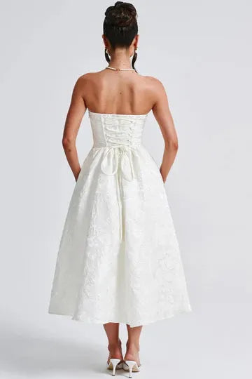 Melivya™ Paula - Strapless Jacquard Midi Dress