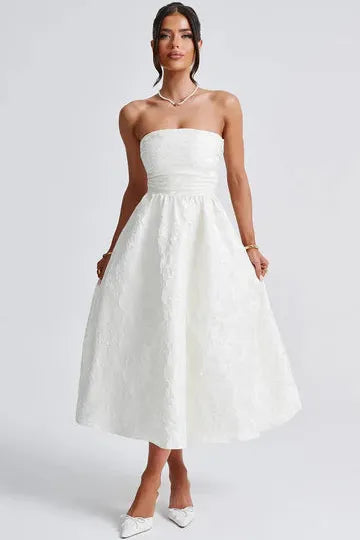 Melivya™ Paula - Strapless Jacquard Midi Dress